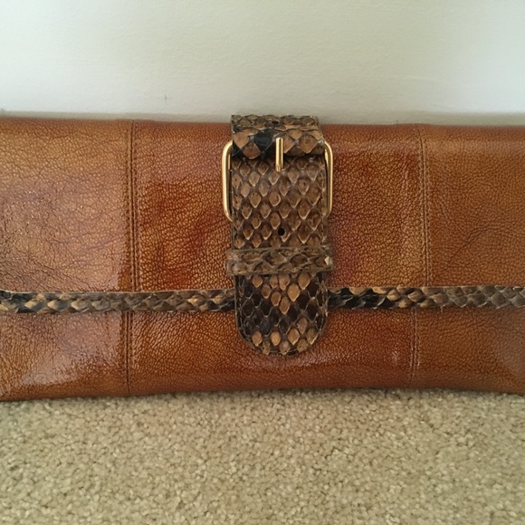 Carlos Falchi Leather and Python Exotic Clutch NWT - Picture 3 of 10